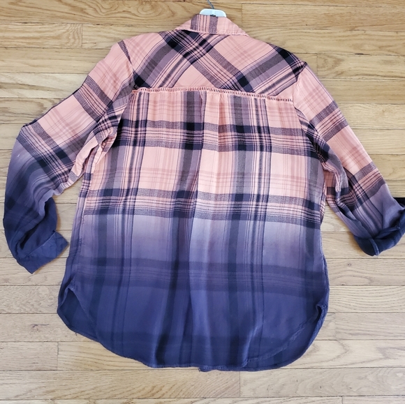 Knox Rose Customized Dyed Ombre Plaid Button Down Shirt - Picture 8 of 11